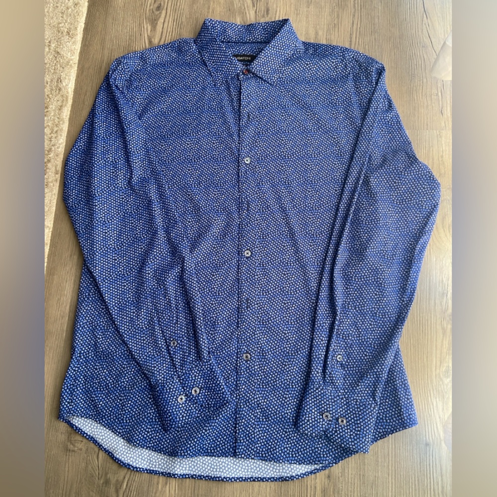Bugatchi Blue and White Button Down Shirt